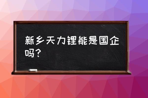 新乡有几家电池厂 新乡天力锂能是国企吗？