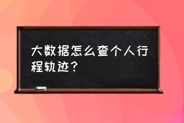 如何查询自己详细行程 大数据怎么查个人行程轨迹？