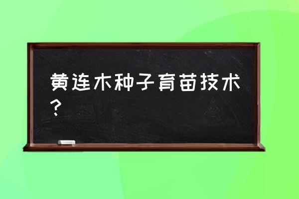 播种一粒种子静待花开 黄连木种子育苗技术？