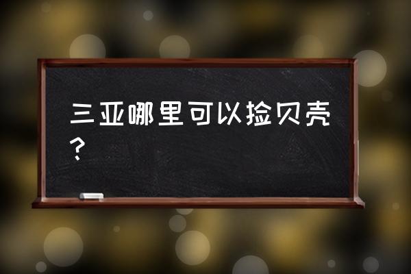 三亚海景梦幻之旅 三亚哪里可以捡贝壳？