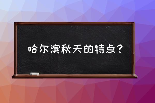 秋天去哈尔滨旅游攻略图 哈尔滨秋天的特点？