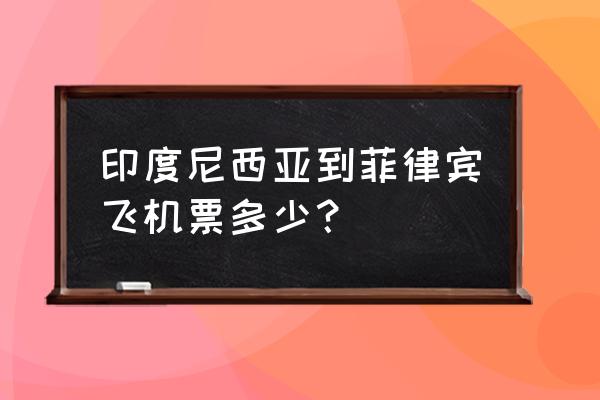 去印度旅游怎么选择机票 印度尼西亚到菲律宾飞机票多少？